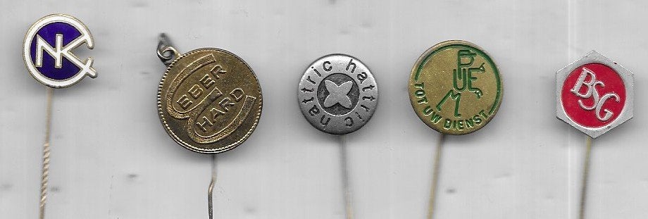5 VERSCHILLENDE RONDE METALEN SPELDEN OOK LOS EVENTUEEL, Ophalen of Verzenden, Gebruikt, Overige onderwerpen, Speldje of Pin