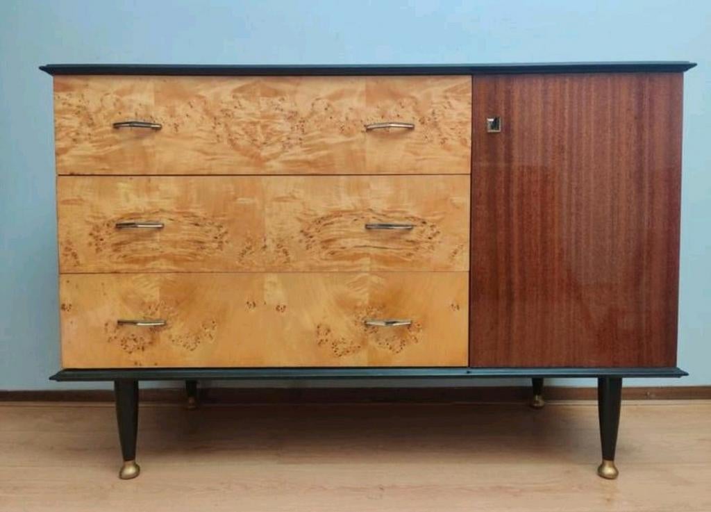 Vintage ladenkast ladekast - retro kast dressoir midcentury, 100 tot 150 cm, Zo goed als nieuw, 3 of 4 laden, Minder dan 100 cm