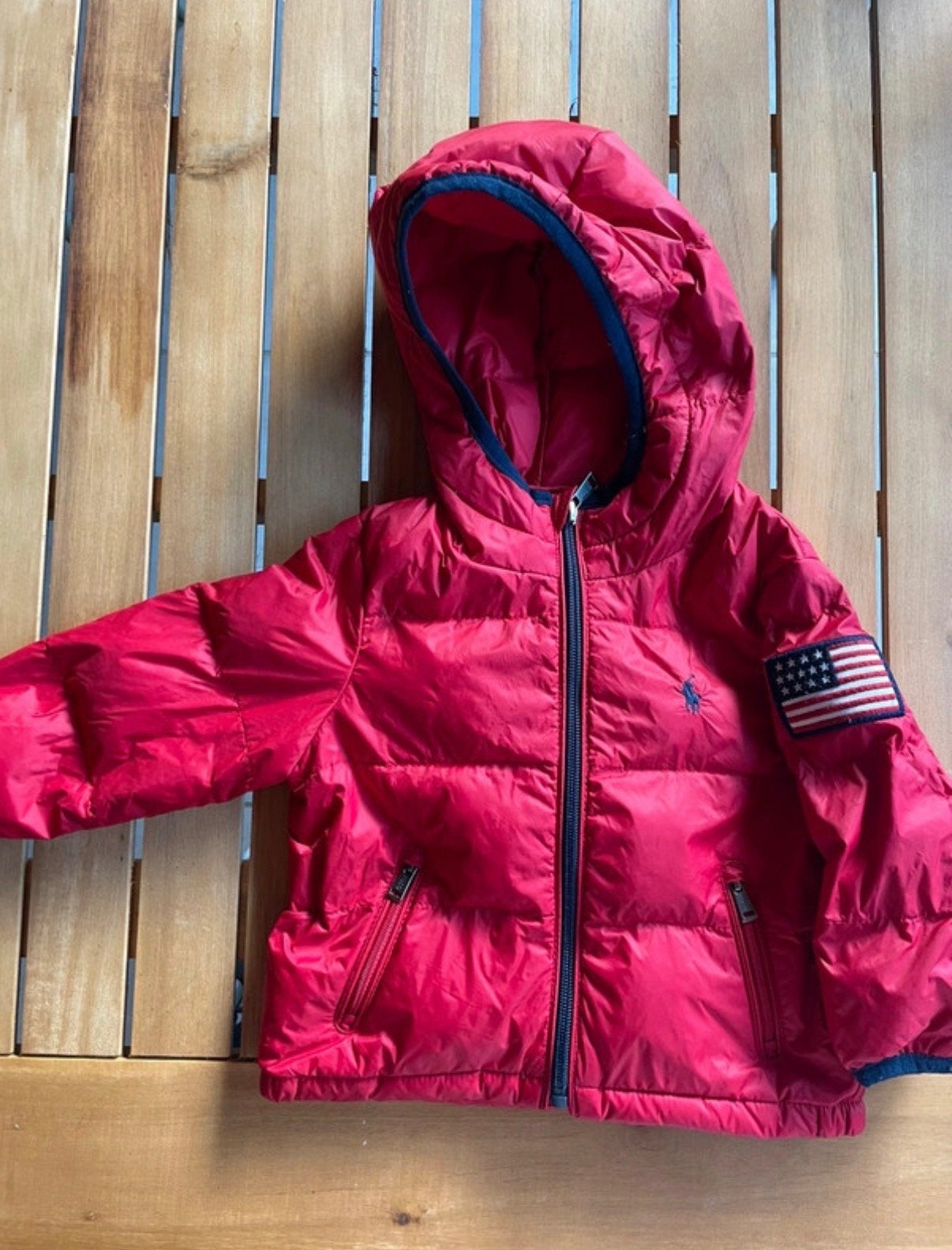 Ralph Lauren donsjas rood 12M, Ophalen of Verzenden, Zo goed als nieuw, Jongetje of Meisje
