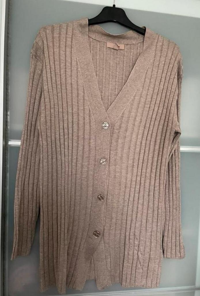 Ribgebreide vest, H&M, Beige, Ophalen of Verzenden, Zo goed als nieuw