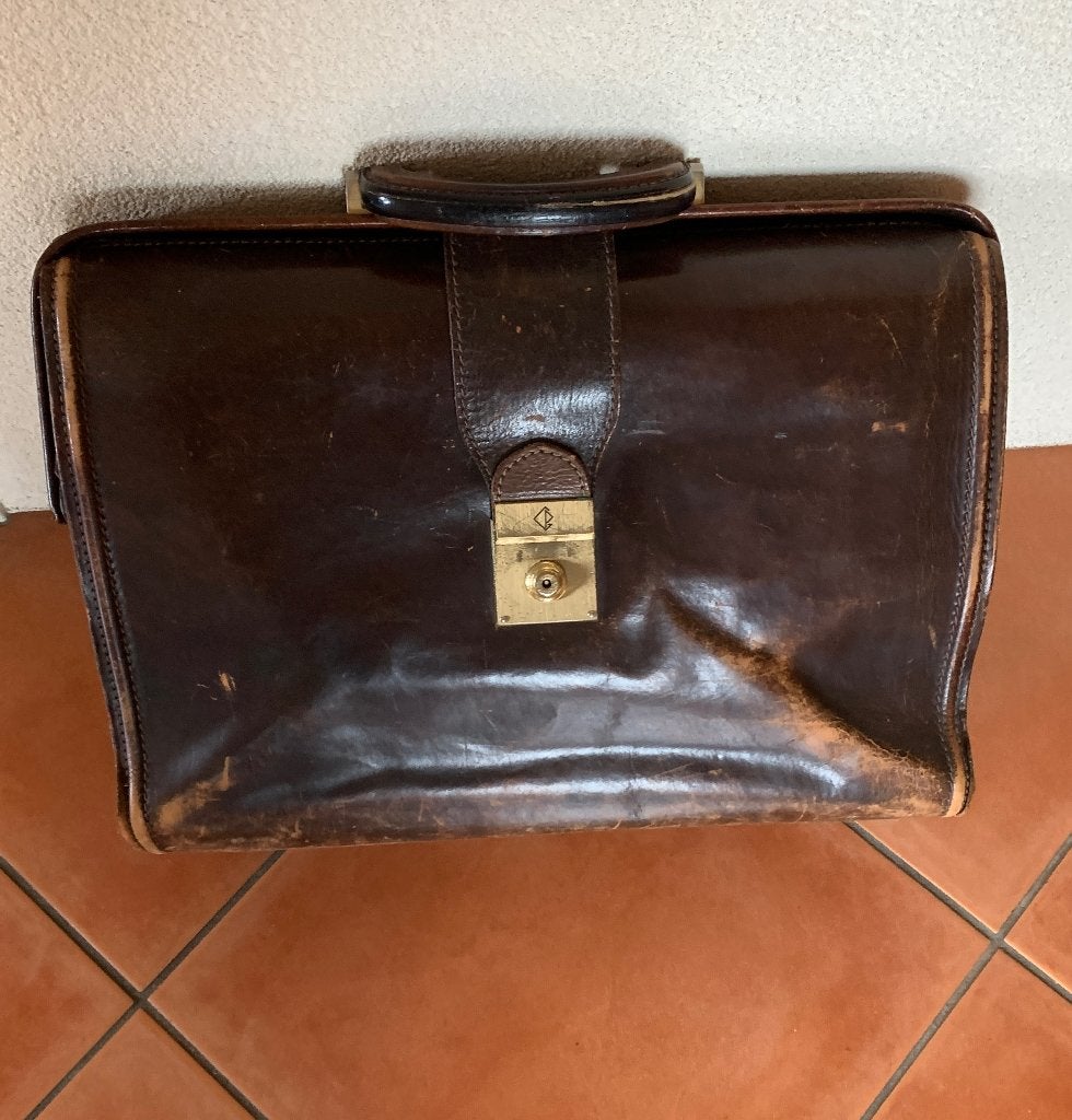 Vintage aktetas BY GAVI, Bruin, Aktetas of Boekentas, Ophalen of Verzenden, Leer