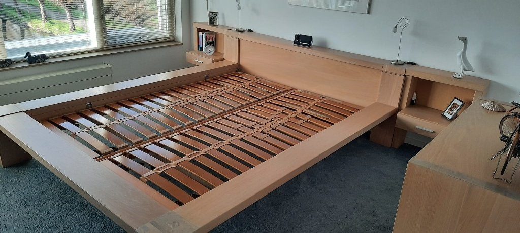 Lichteiken bed 160x210 (matrasmaat), Huis en Inrichting, Slaapkamer | Bedden, Ophalen, Gebruikt, 210 cm, Tweepersoons