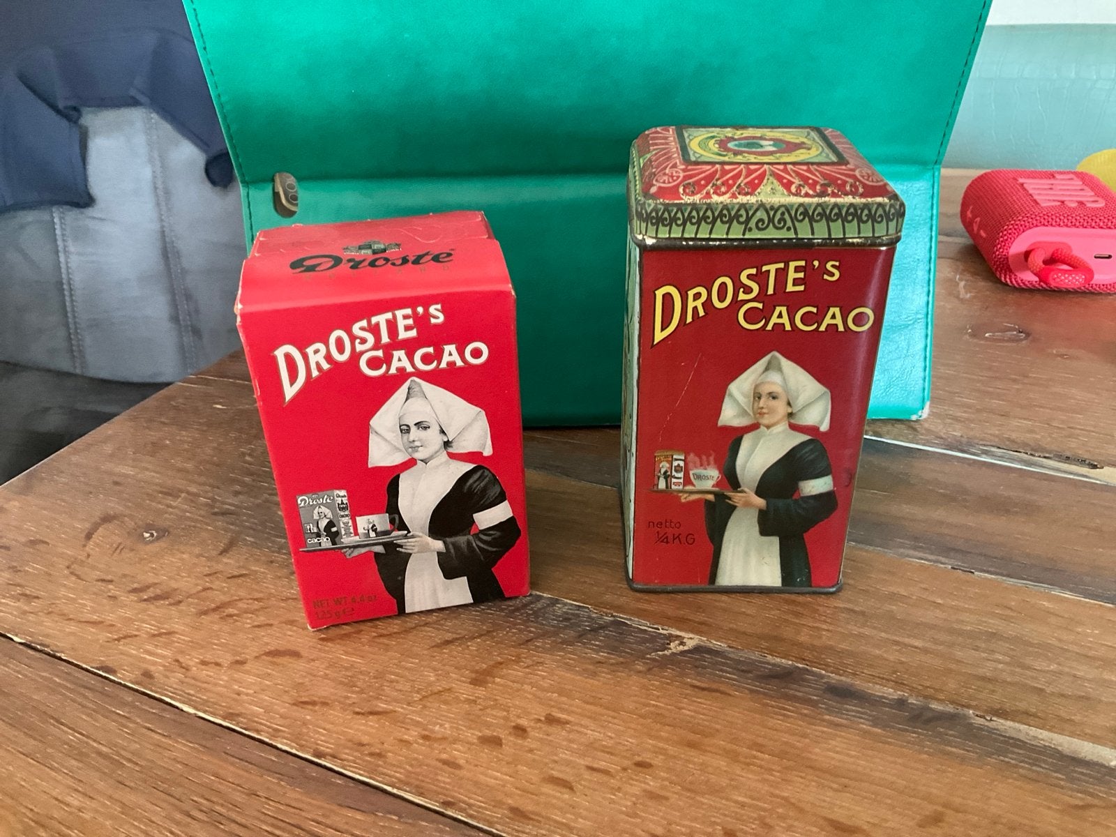 Vintage Droste Cacao Doosje en Blikje - Eng. & Colonies, Ophalen of Verzenden, Gebruikt