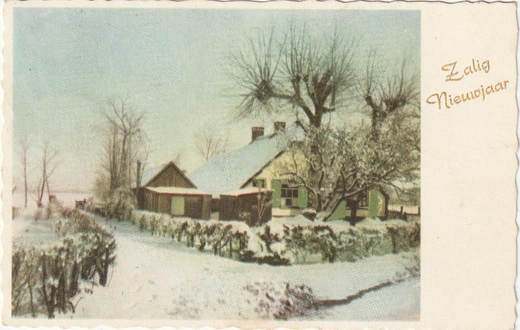 KERST BOERDERIJ SNEEUW JAREN 50 ZEER MOOIE OUDE KAART KL840, Ophalen of Verzenden, 1960 tot 1980, Gelopen, Feest(dag)