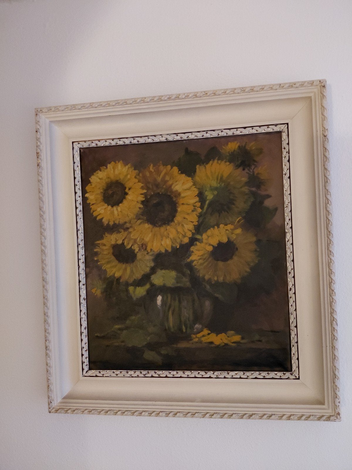 oud schilderij stilleven zonnebloemen van gogh stijl, Ophalen, Klassiek, Bloemen