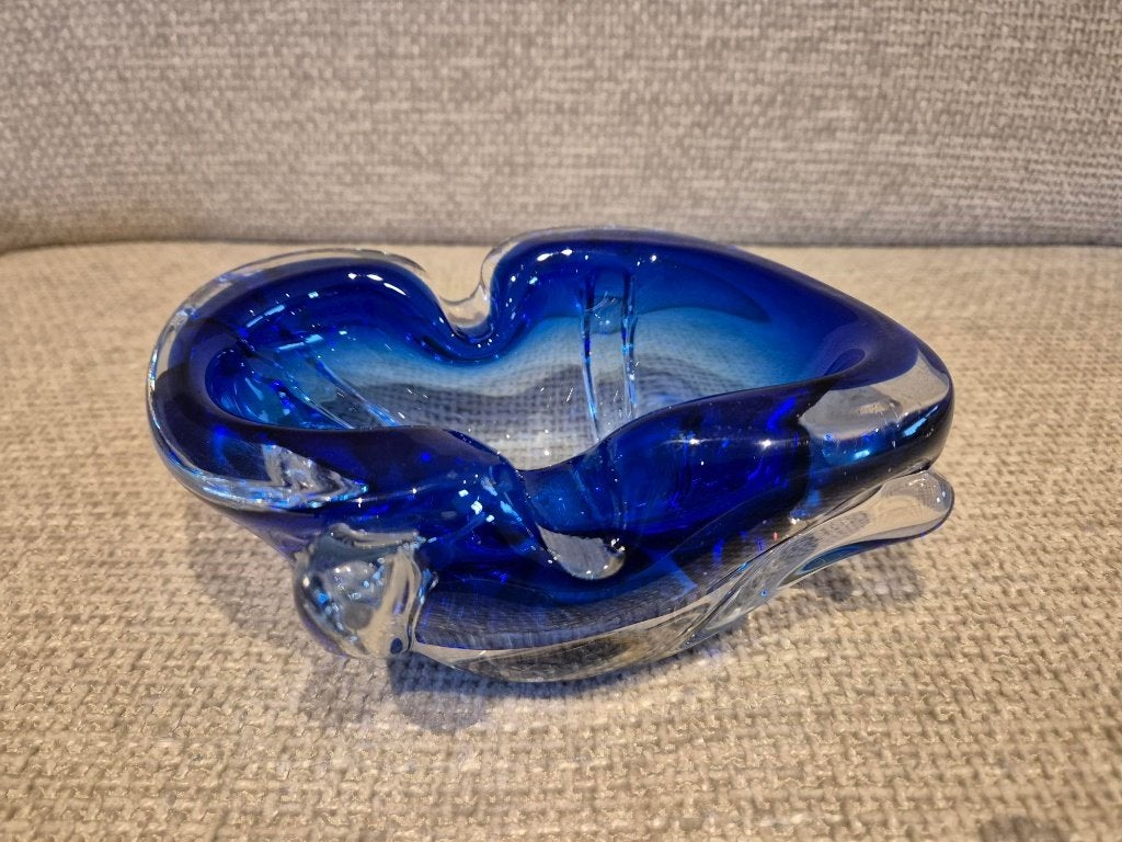 Murano glas decoratieve asbak in kobaltblauw, Antiek en Kunst, Antiek | Glas en Kristal, Ophalen of Verzenden