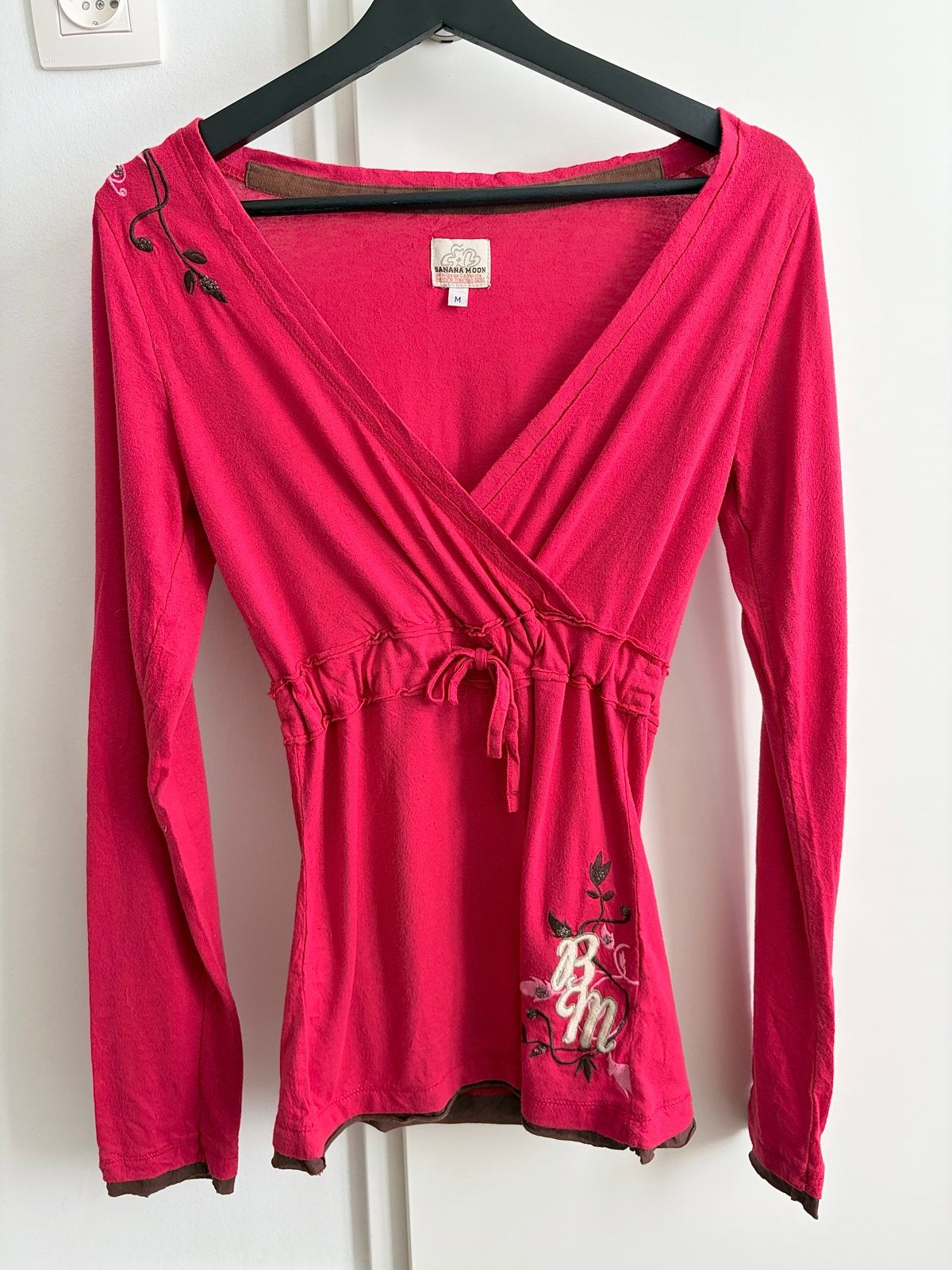 Banana Moon overslagtop rood maat M vintage y2k, Kleding | Dames, Maat 38/40 (M), Ophalen of Verzenden, Zo goed als nieuw, Lange mouw
