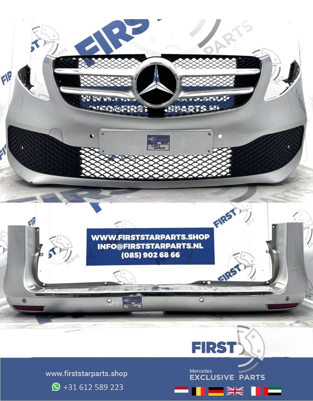 W447 V KLASSE FACELIFT VOORBUMPER + ACHTERBUMPER SET ZWART W, Gebruikt, -, Ophalen of Verzenden, Bumper