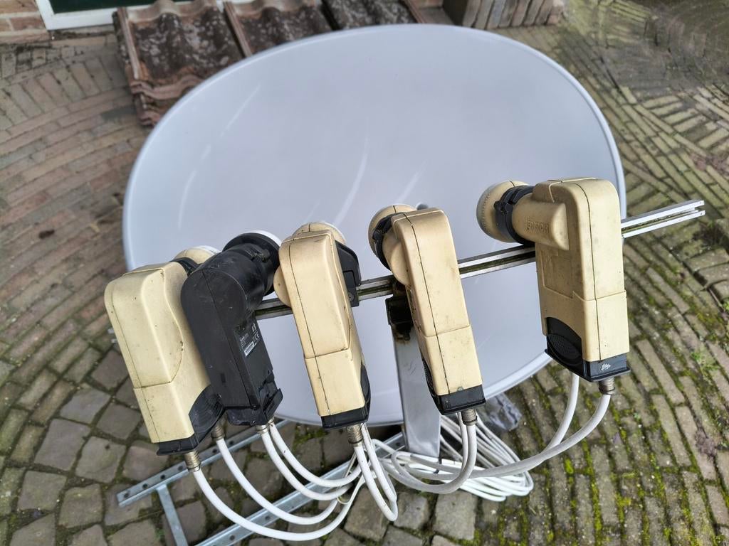 Satellietschotel met 5 LNB's - Compleet voor Multifeed, Audio, Tv en Foto, Schotelantennes, Ophalen, Gebruikt, (Schotel)antenne