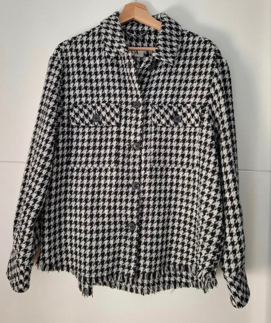 Mooi overshirt in zwart/wit pieds de poule motief C&A mt 42, Zwart, Maat 42/44 (L), Nieuw, Ophalen of Verzenden