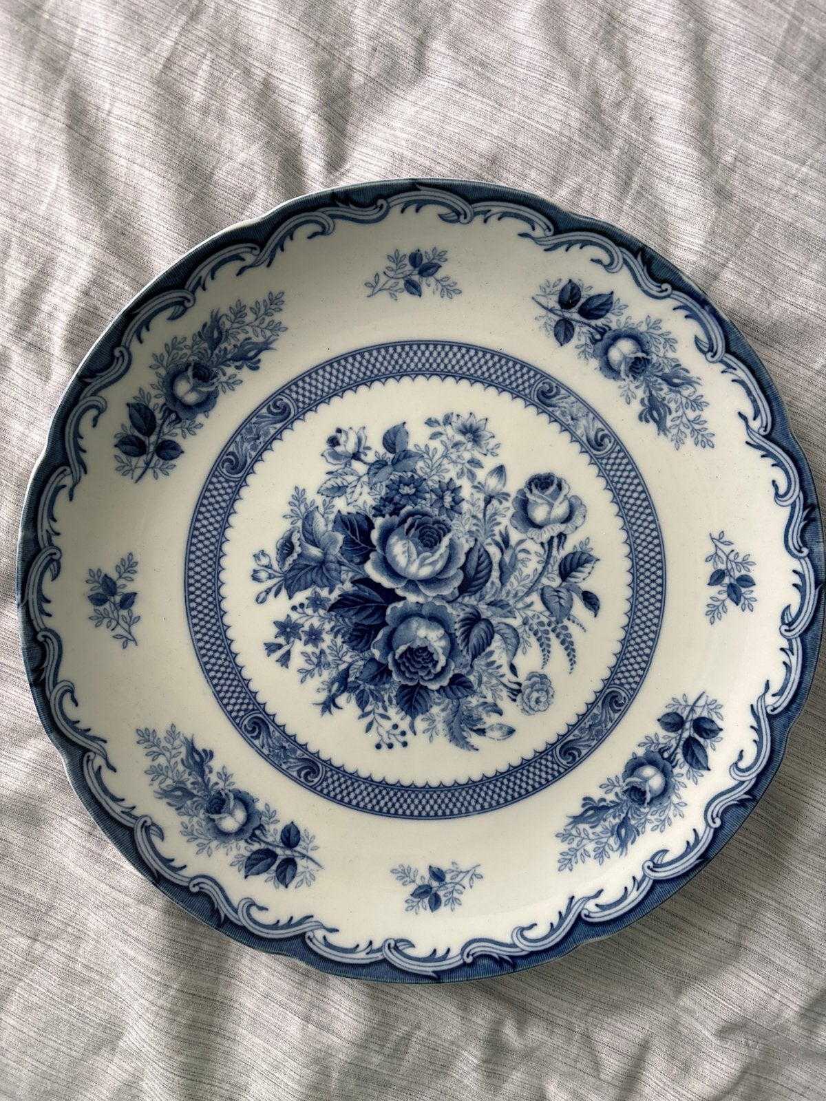 Groot bord met blauw bloemenpatroon - 31,5 cm diameter, Ophalen