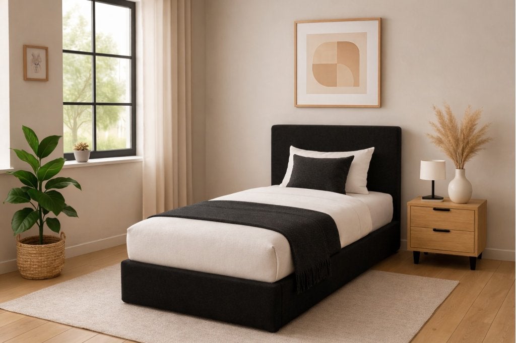 Qina opbergbed 1-persoons - Zwart, Huis en Inrichting, Niet ingevuld, Niet ingevuld, Niet ingevuld