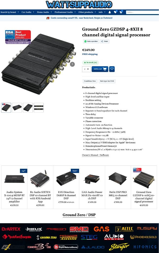 Ground Zero GZDSP 4-8XII 8 kanaals DSP/ Sound Processor, Ground ZERO, ., Nieuw, Ophalen of Verzenden