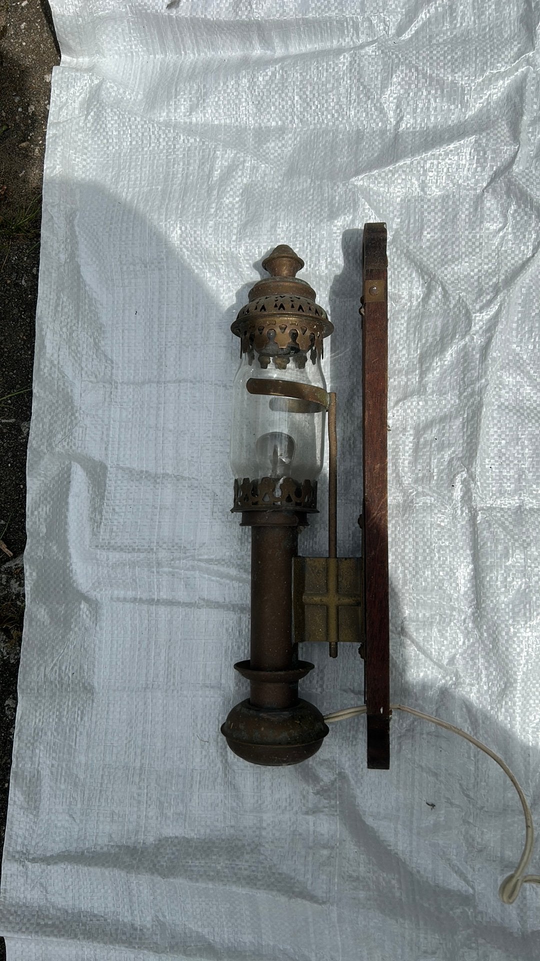Antieke koperen wandlamp - scheepslamp stijl, Antiek en Kunst, Ophalen of Verzenden