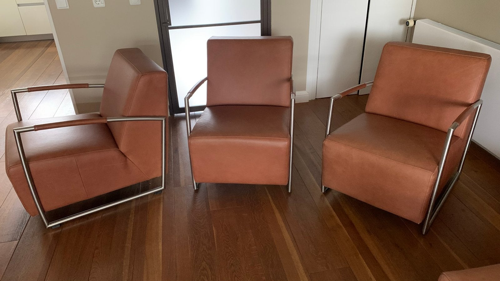 Lederland  fauteuils en voetenbank.Kleur Cognac leer, Ophalen, Minder dan 75 cm, Leer, Zo goed als nieuw