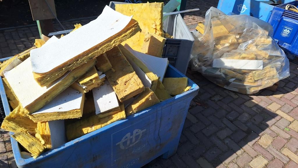 Gratis glaswol isolatie, 5 cm dik - diverse smalle stroken, Dakisolatie, 4 tot 8 cm, Gebruikt, Ophalen of Verzenden