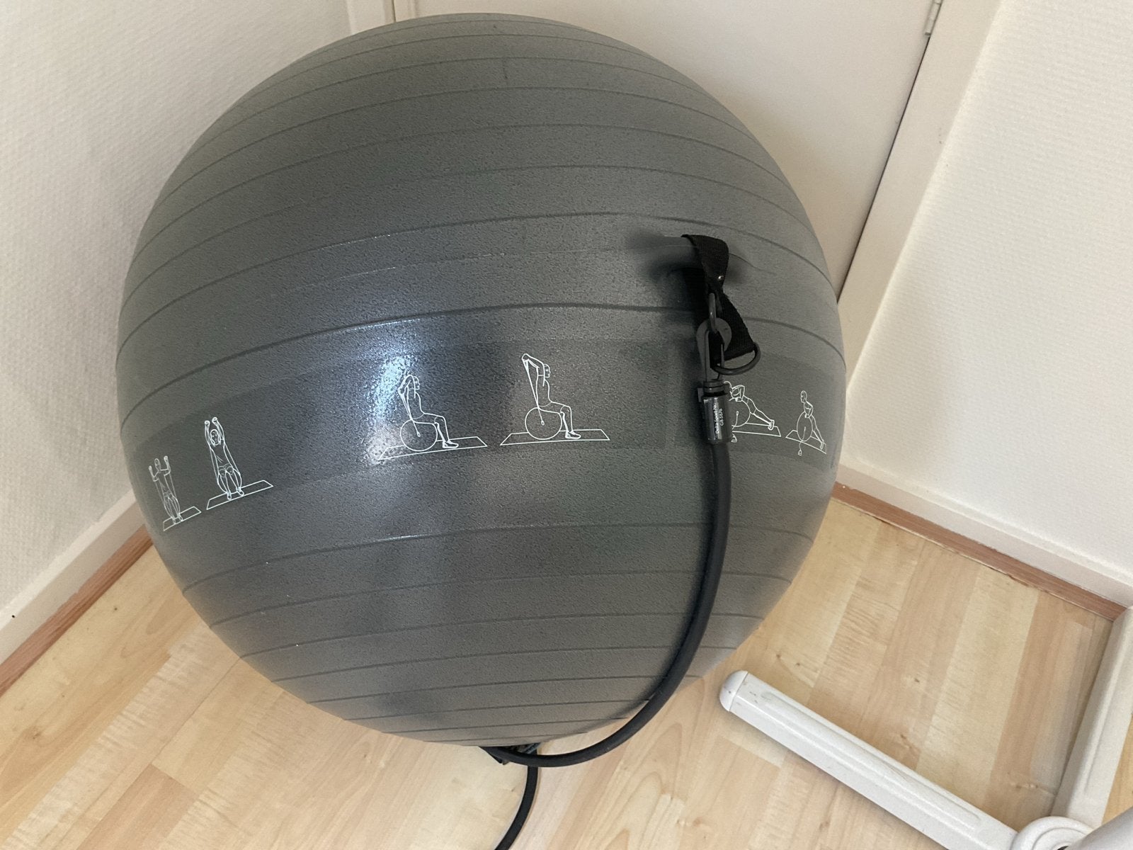 Fitnessbal met oefeningen - Grijs, Ophalen, Gebruikt, Benen, Fitnessbal