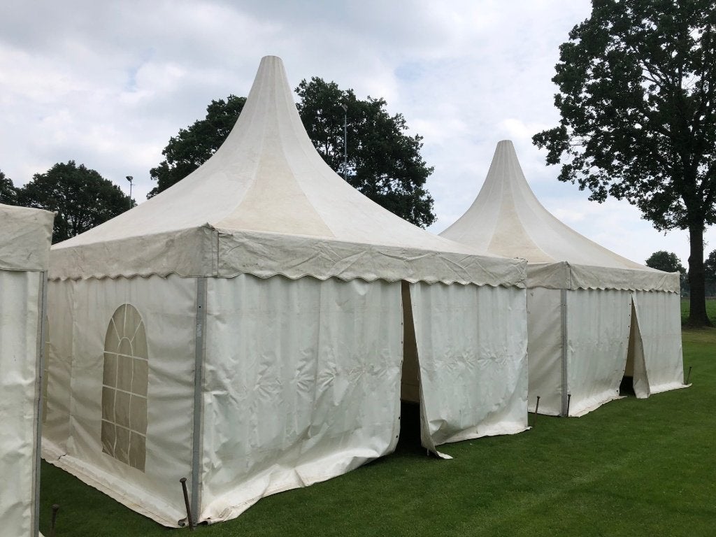 TE KOOP 2 gebruikte pagodetenten van 5 bij 5 meter pagode, Ophalen, Gebruikt, 2 meter of meer, 4 tot 6 meter