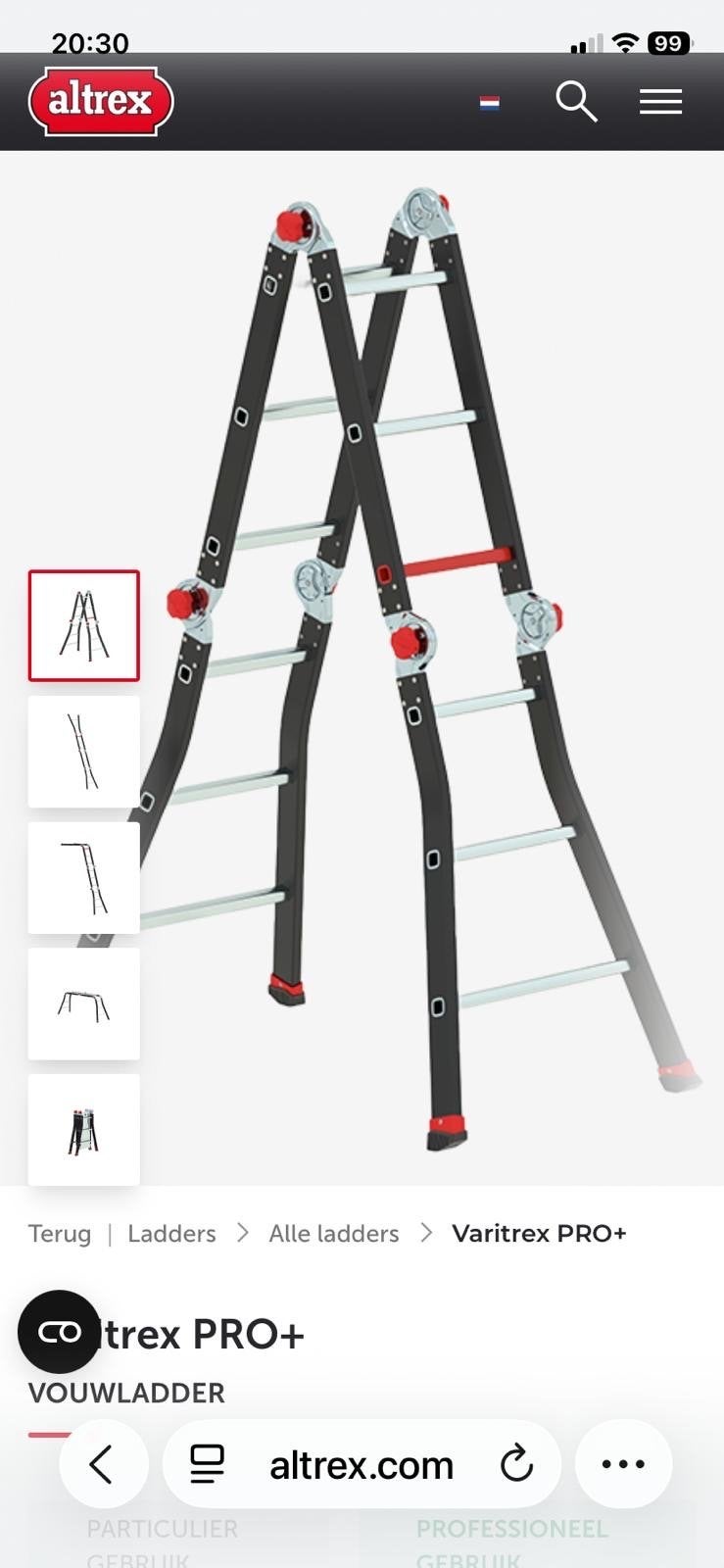 Altrex Professionele Reformladder 4x3 sporten, Ophalen, Gebruikt, Ladder, Opvouwbaar of Inschuifbaar