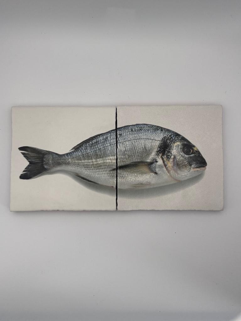 decoratief tegel tweeluik Dorade, Eigen ontwerp, 20 cm, Steen/keramiek, Ophalen of Verzenden