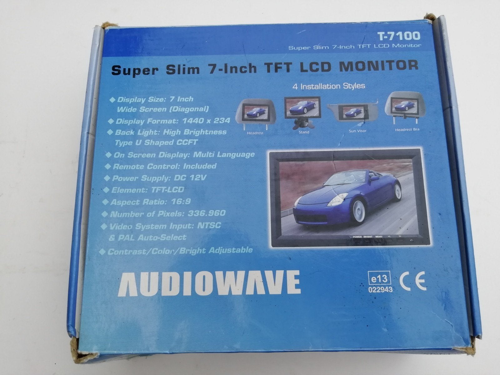 Audiowave T-7100 Super Slim 7-inch TFT LCD Monitor, Auto diversen, Ophalen of Verzenden, Nieuw