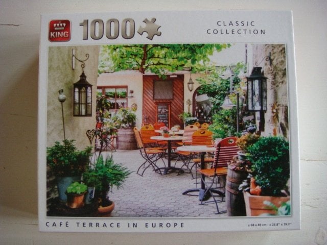 KING puzzel - 1000 stukjes - cafe terrace in Europe, Ophalen of Verzenden, 500 t/m 1500 stukjes, Zo goed als nieuw, Legpuzzel