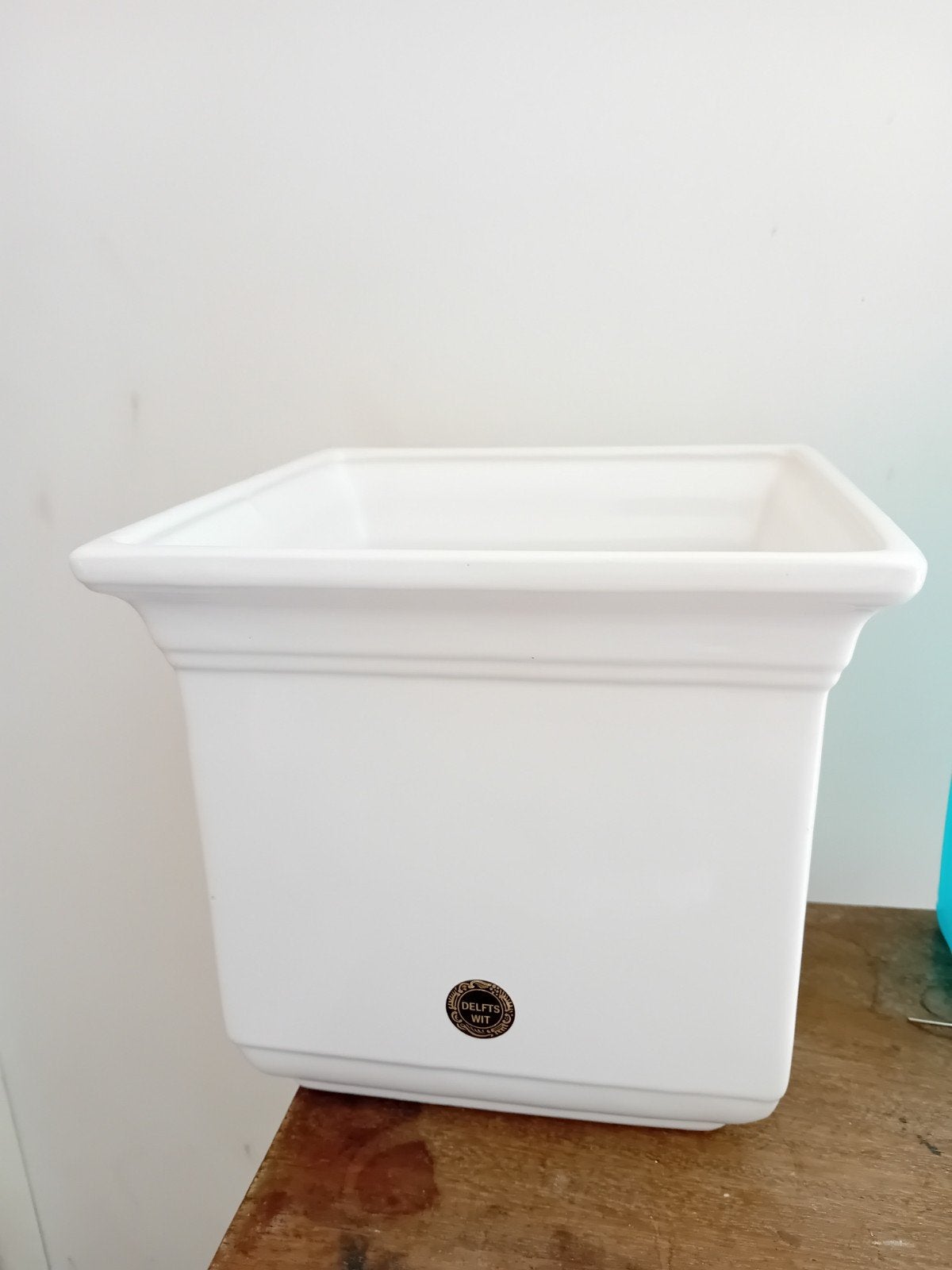 NIEUW Delfts witte vierkante bloempot hoogte 18 cm, Ophalen, Nieuw