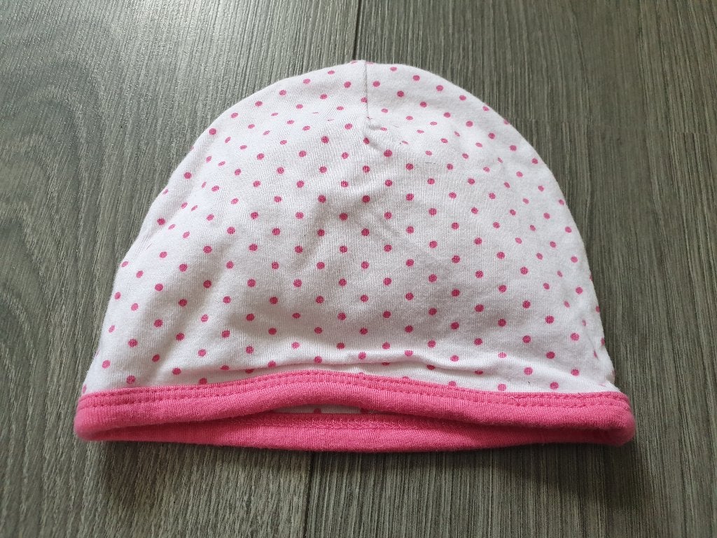 Wit mutsje met roze stippen ~ TH2705, Ophalen of Verzenden, Zo goed als nieuw, Meisje, Muts