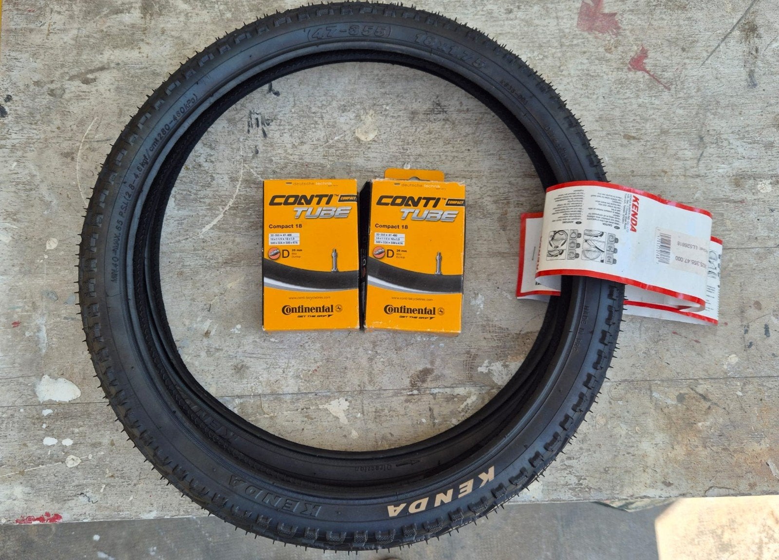 Nieuwe 16 inch Kenda buiten- en Continental binnenbanden set, Ophalen, Band, Kinderfiets, Nieuw