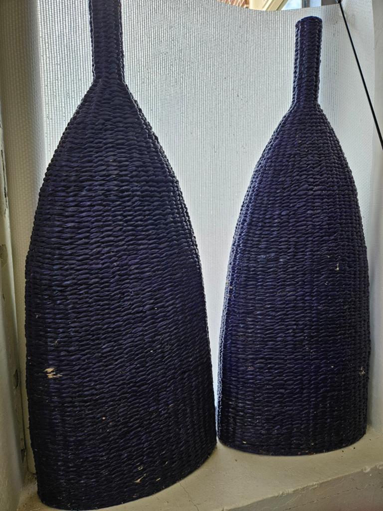 Drie hoge gevlochten vazen, ca. 1.20m, Ophalen of Verzenden