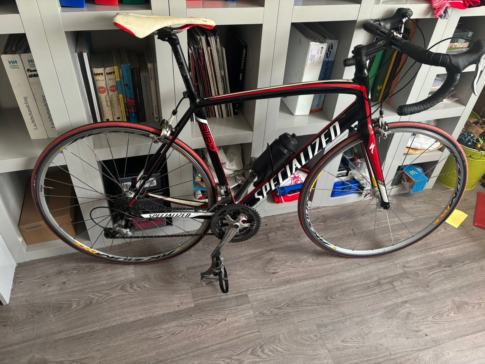 Mooie 54 cm Specialized Allez Shimano Sora-Tiagra 27 versn., Aluminium, Zo goed als nieuw, Meer dan 20 versnellingen, 53 tot 57 cm