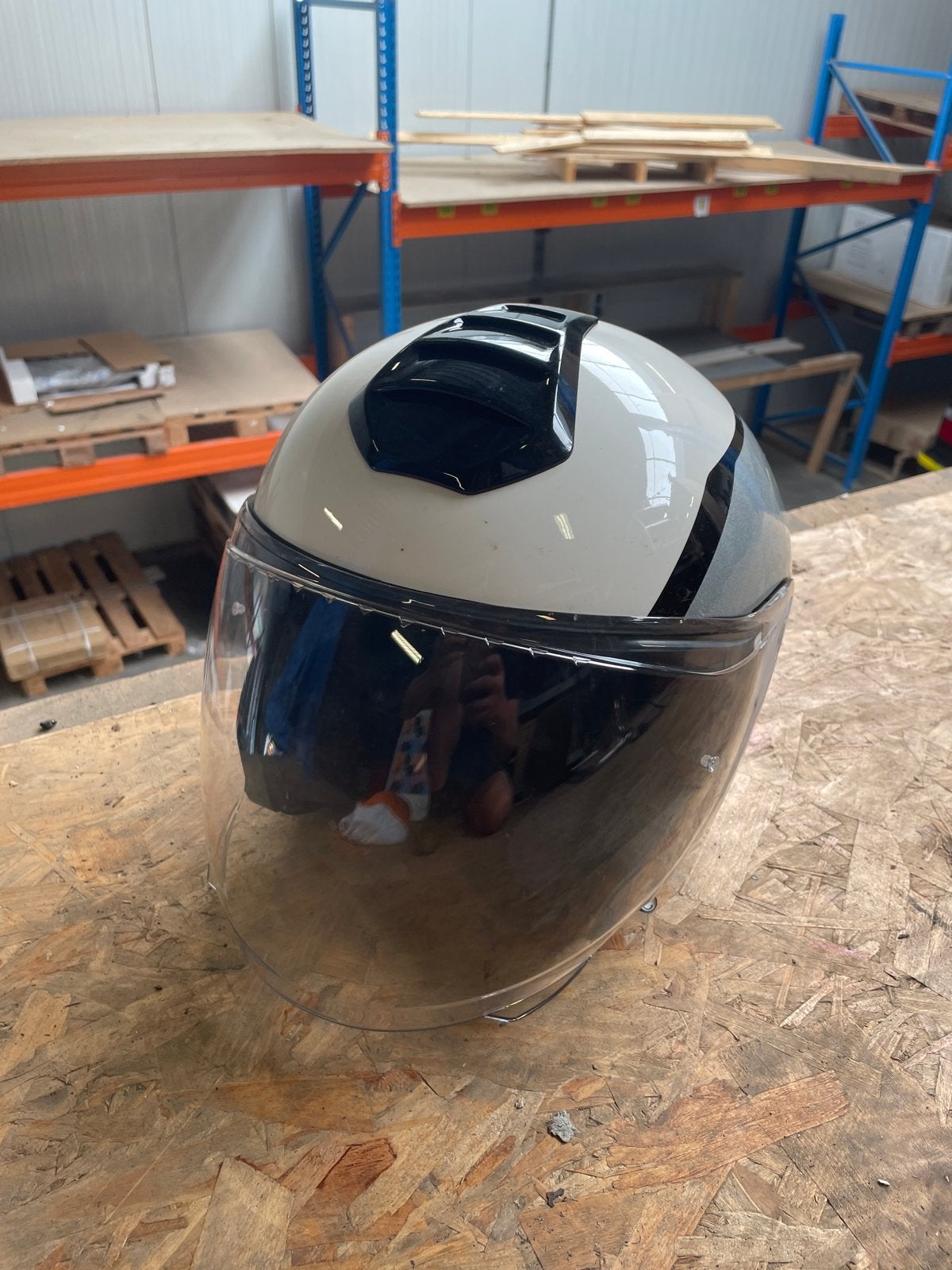 Schuberth M1 Systeemhelm - Wit/Zwart/Grijs, Motoren, Systeemhelm, Heren, Tweedehands, Ophalen