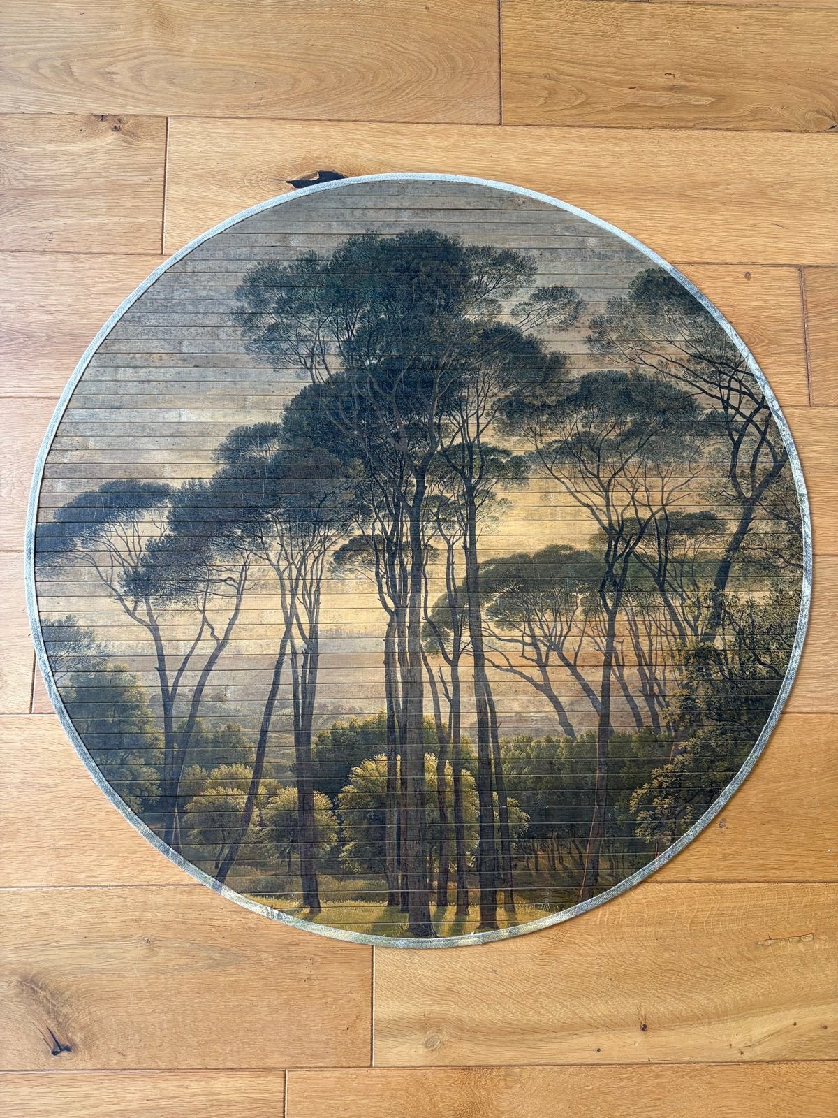 Rond schilderij met jungle op paneel, Ophalen, Gebruikt, Schilderij, 75 tot 100 cm