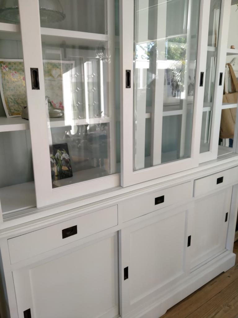 Zeer mooie hoge buffetkast met geslepen glas - ophalen, Huis en Inrichting, Kasten | Buffetkasten, Ophalen of Verzenden, 25 tot 50 cm