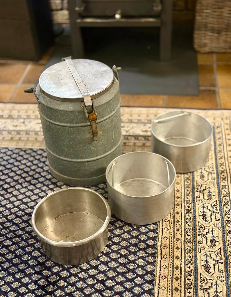 Oude leger gamel / kookset compl. vintage bushcraft camping, Ophalen of Verzenden, Landmacht, Nederland