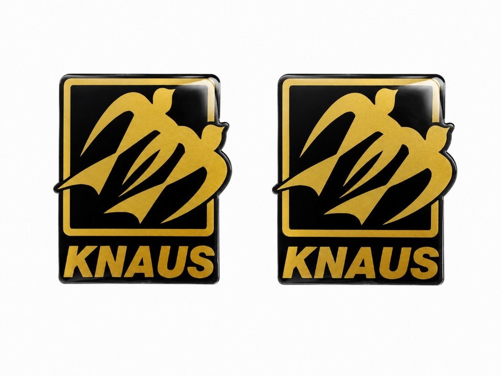 Knaus 3D Caravan en camper 2x Sticker 3D,Epoxy Goud/Zwart, Verzamelen, Stickers, Verzenden, Nieuw, Overige typen