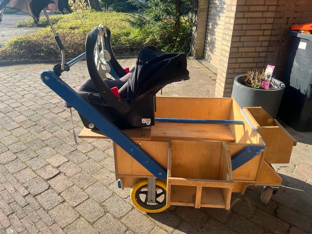 Unieke Bolderkar met maxi cosi en parasol, Ophalen, Gebruikt