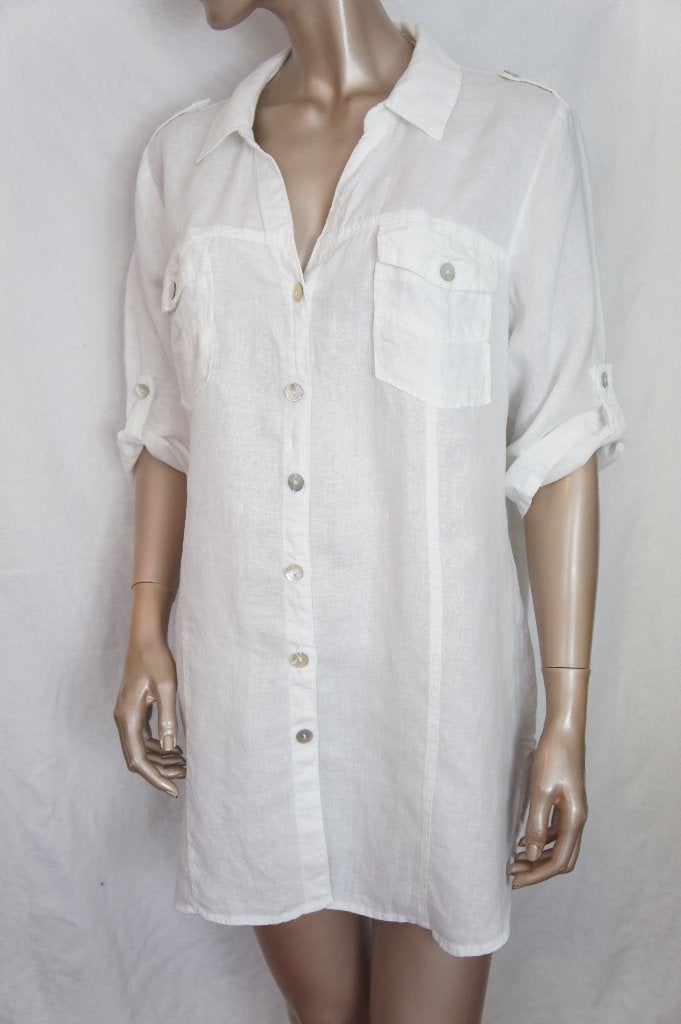 DREAMSTAR blouse maat 44 LINNEN, Verzenden, Zo goed als nieuw, Maat 42/44 (L), Wit