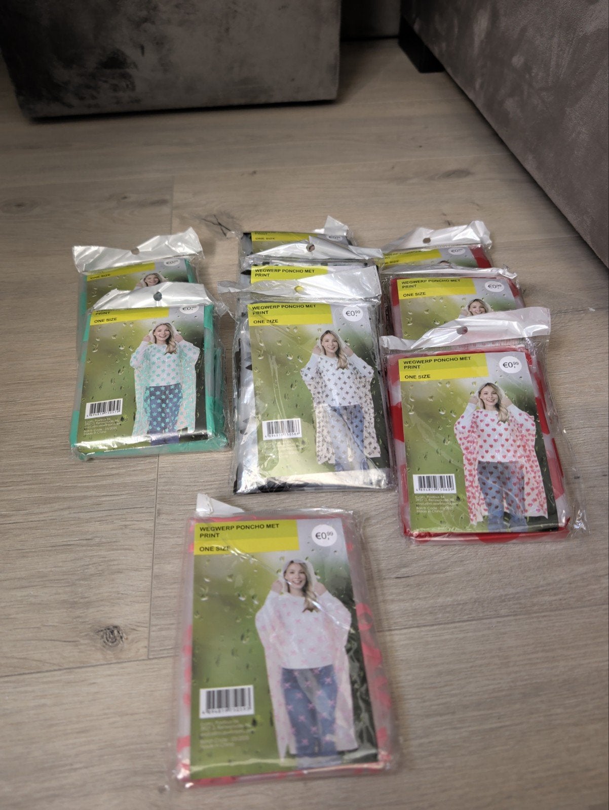 10x Wegwerp Poncho met Print - One Size, Ophalen, Nieuw, Regenpak, Dames