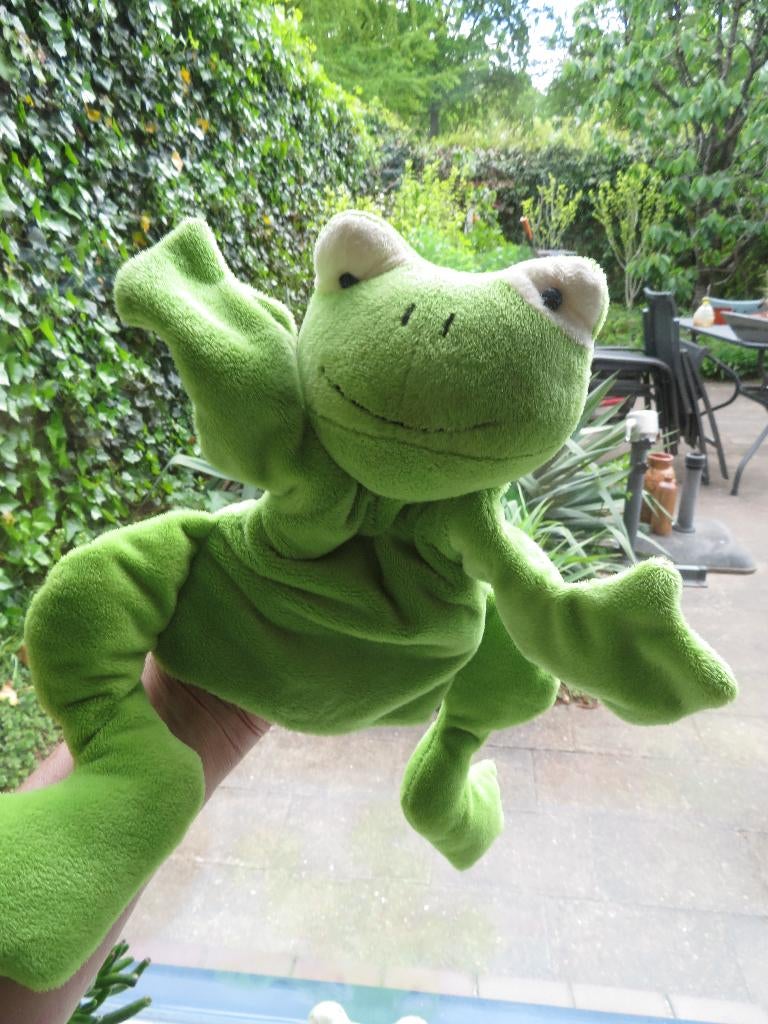 Handpop Kikker van Dille & Kamille zacht groen velours, Kinderen en Baby's, Speelgoed | Knuffels en Pluche, Kikker, Groen, Ophalen of Verzenden