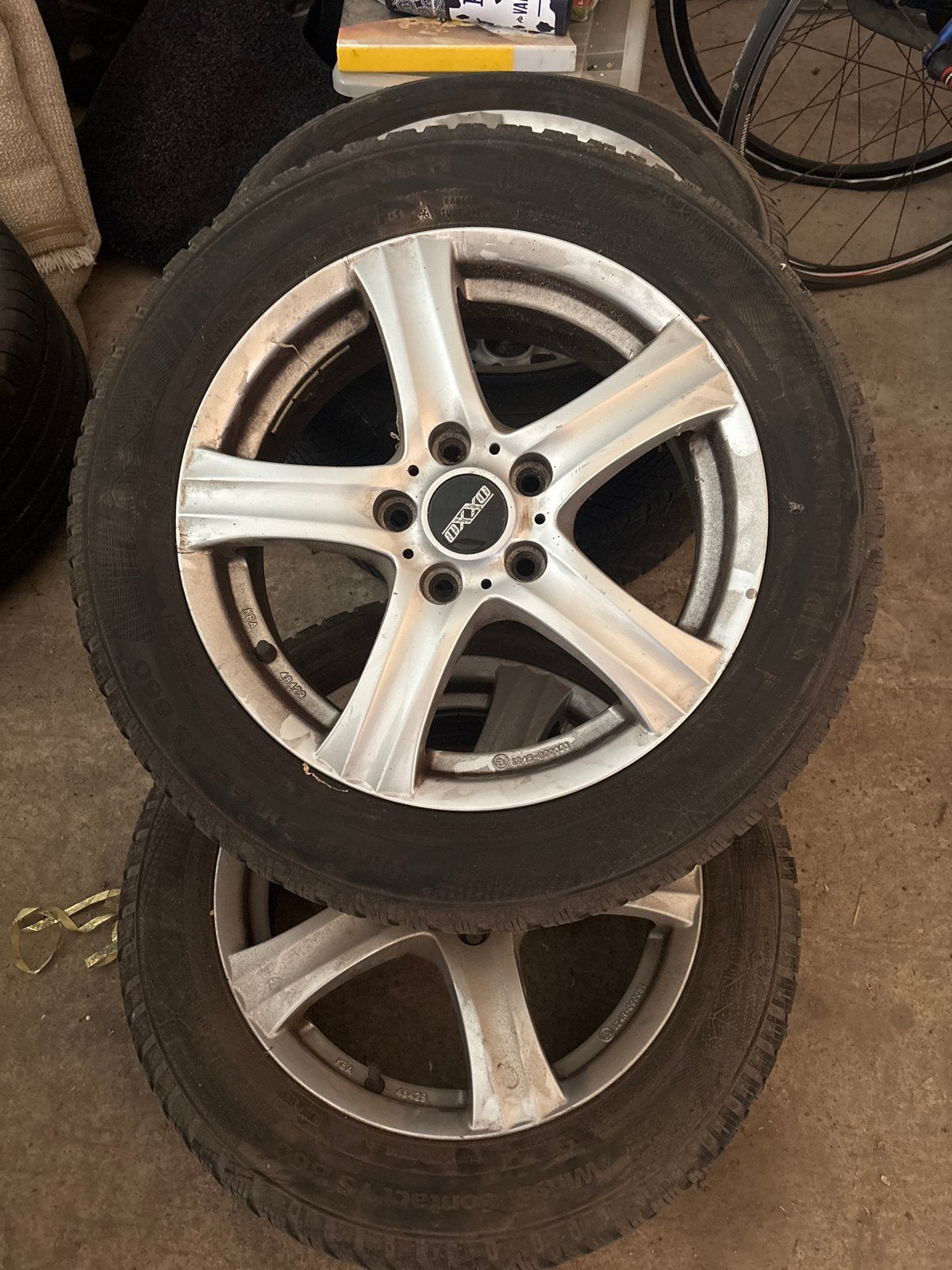 16 inch LM velgen met Continental winter 205/55/R16 5x112, Ophalen, Gebruikt
