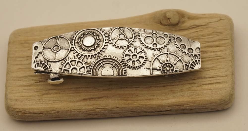 Haarclip steampunk zilverkleurig, Importeur :  Riemen bretels, Marktplaats@riemen-bretels.nl, Haarspeld, Verzenden