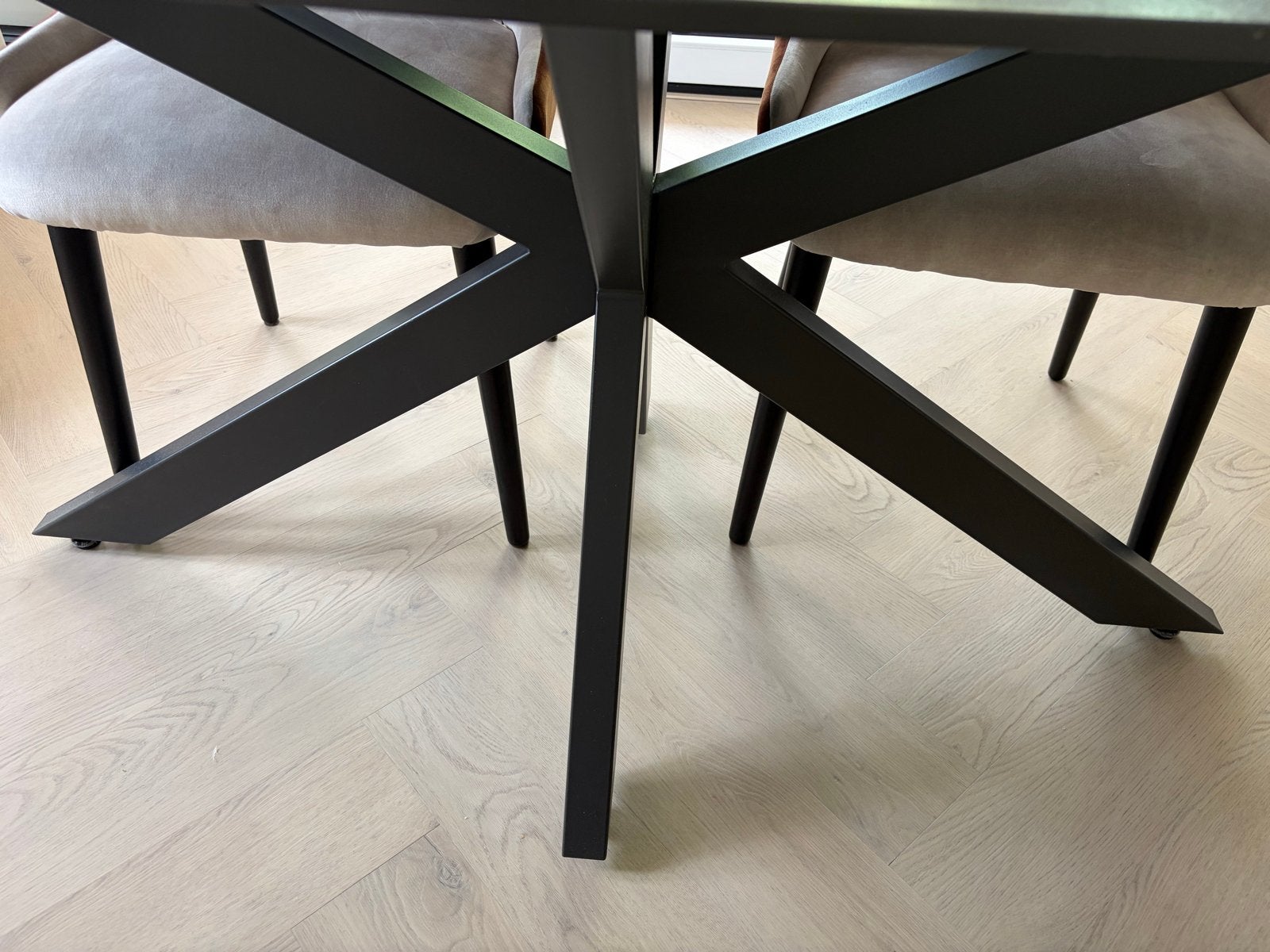 Ovale eettafel 180x90 Deens keramiek met zwart onderstel, Overige materialen, Zo goed als nieuw, Vijf personen of meer, 150 tot 200 cm