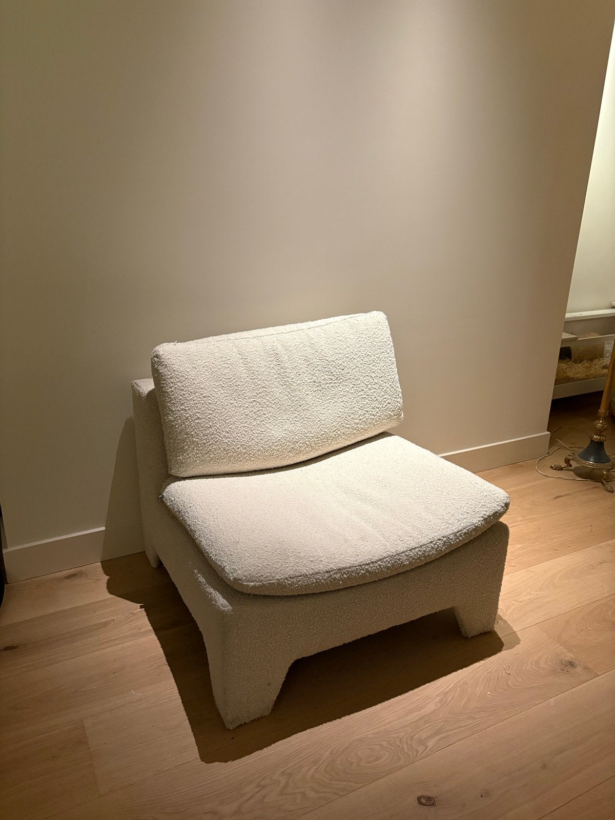 Zuiver Bouclé Fauteuil - Crème, Ophalen, Zo goed als nieuw, Stof, 75 tot 100 cm
