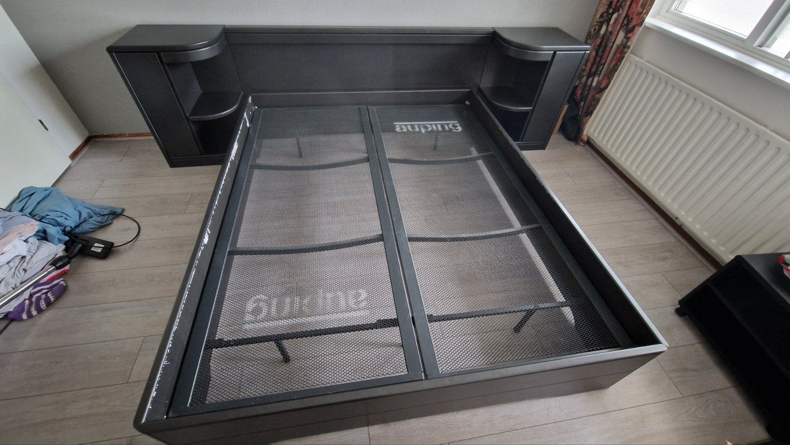 Auping bed 160x200 met nachtkastjes, Ophalen, Gebruikt, Zwart, Tweepersoons