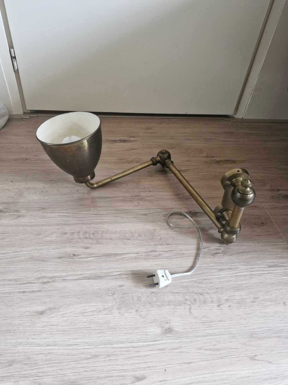 Vintage scheepslamp, antieke kaartleeslamp, massief bronzen, Ophalen of Verzenden