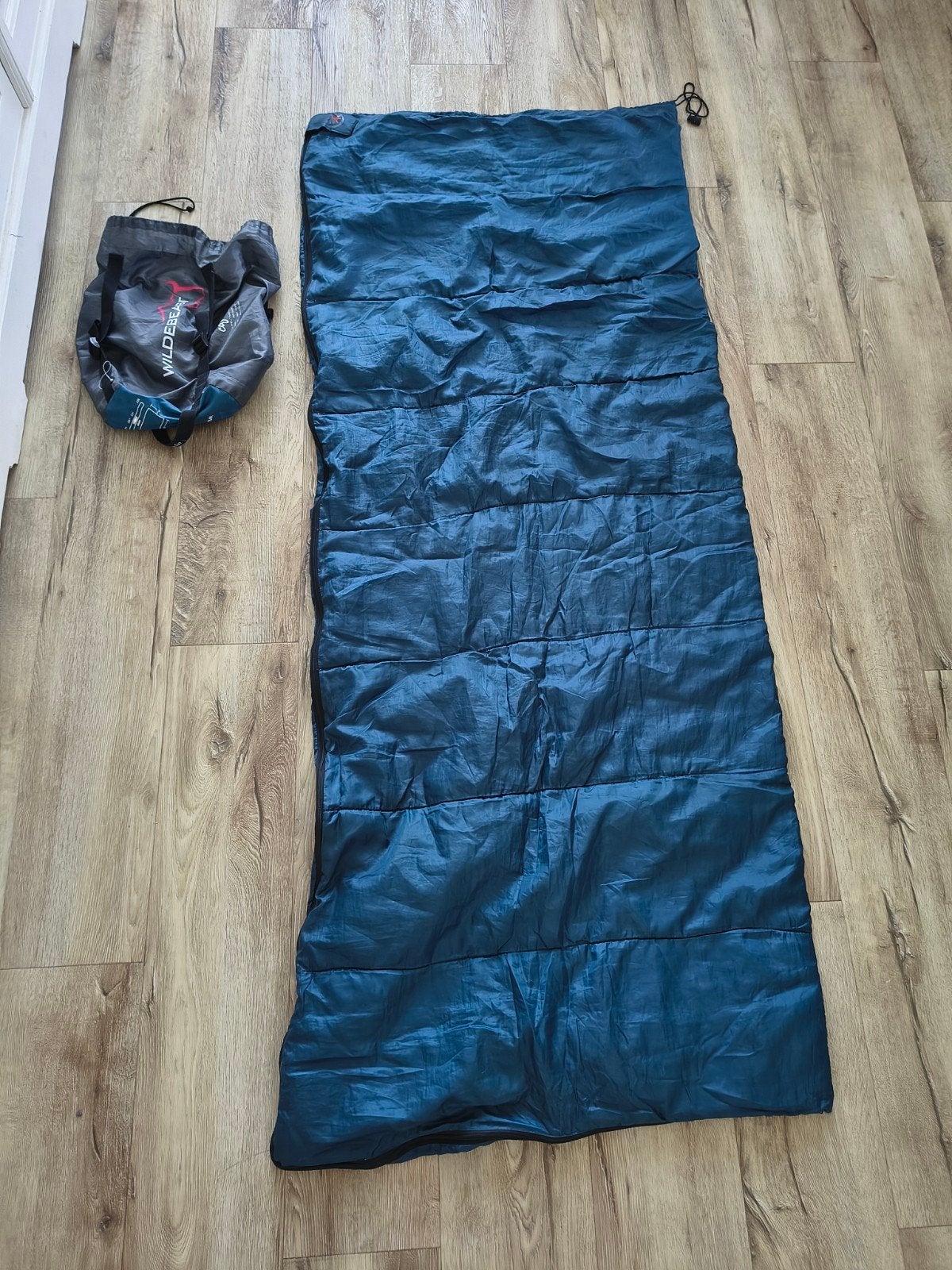 Prachtige blauwe slaapzak van Outing Gear, 190 x 75 cm., Gebruikt, Onb, Ophalen of Verzenden, Onb
