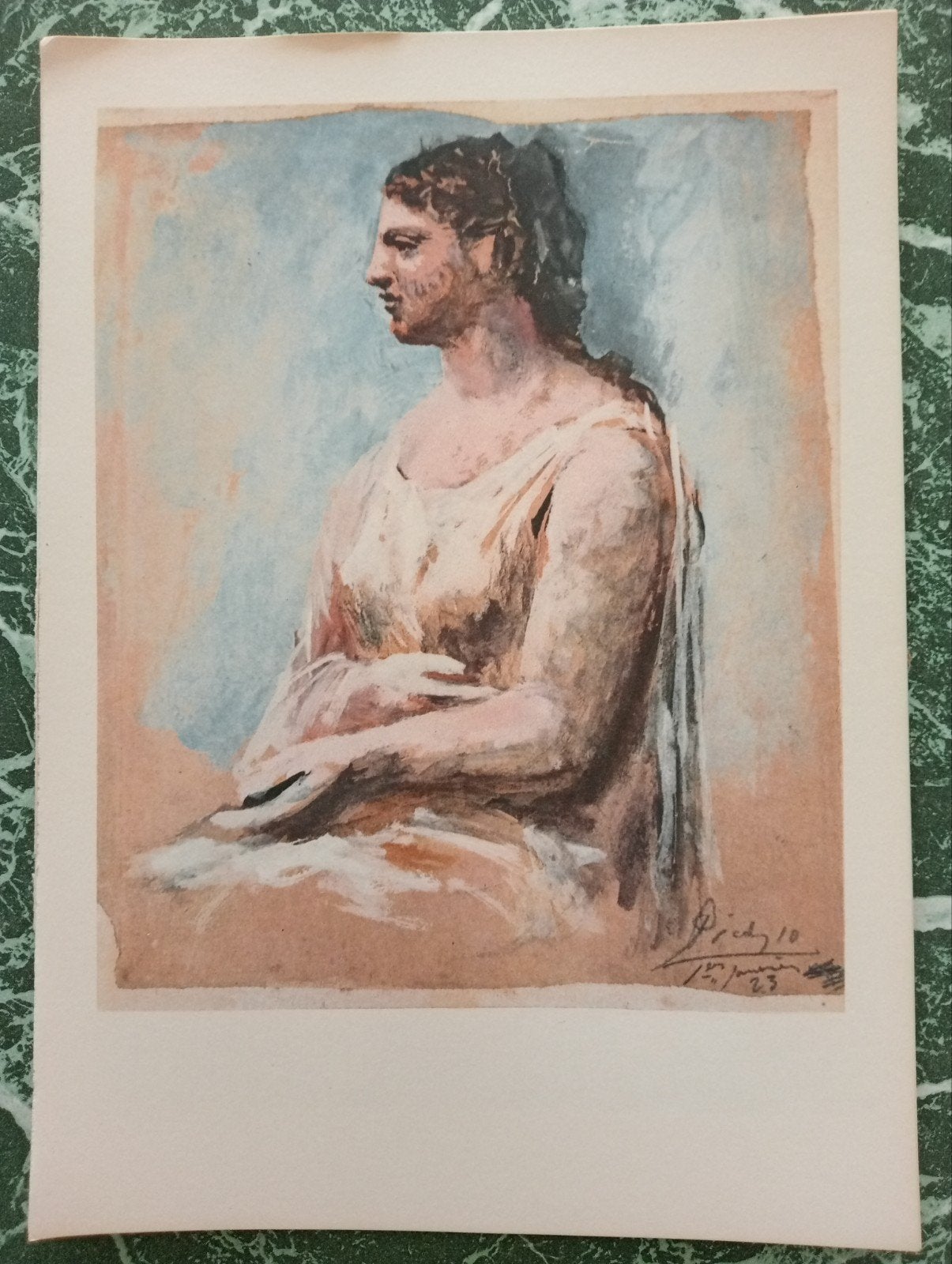 Pablo Picasso prent zittende vrouw, Ophalen of Verzenden, 1960 tot 1980, Gebruikt, Overige onderwerpen