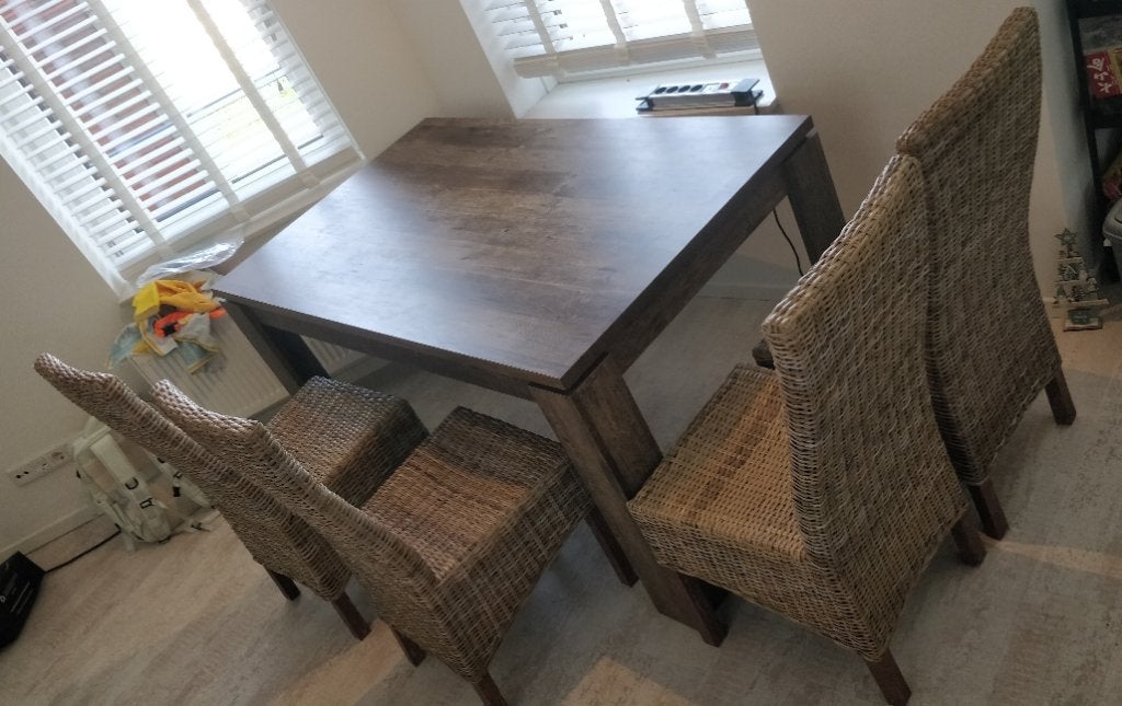 Tafel met 4 stoelen, Huis en Inrichting, Tafels | Eettafels, Ophalen, Gebruikt, 100 tot 150 cm, Vier personen