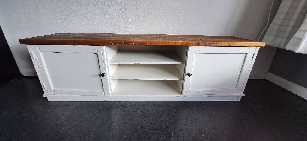 Tv meubel, wit hout, z.g.a.n., Ophalen, 150 tot 200 cm, Eikenhout, Minder dan 100 cm